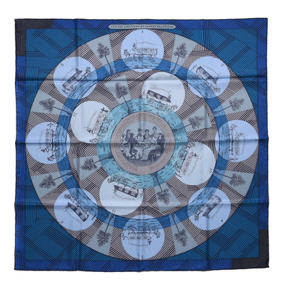 Hermes Silk Jeu Des Omnibus Remix Scarf 90 Cobalt Ciel Gris 1 of 8