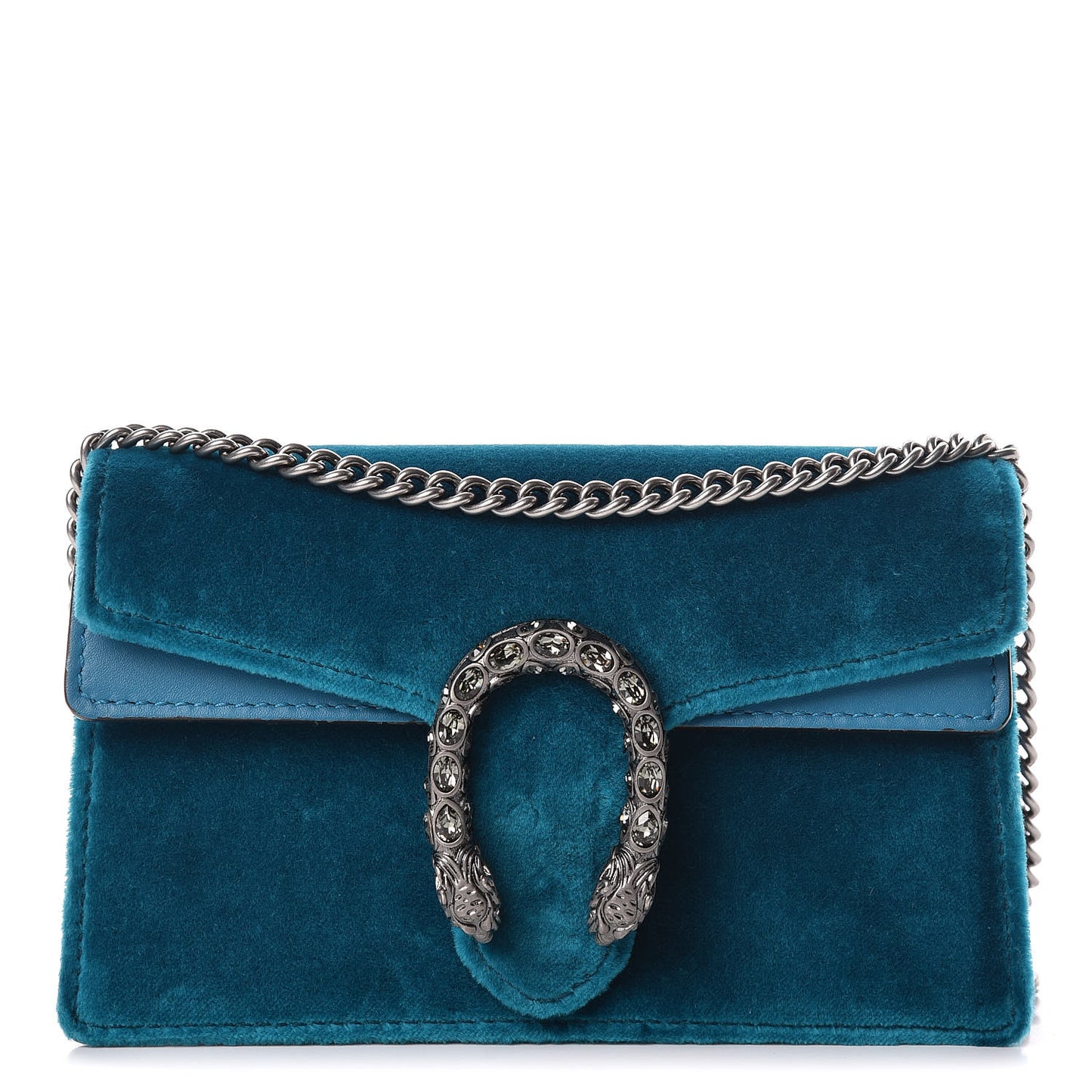 Velvet Super Mini Dionysus Shoulder Bag Pavone Cyan
