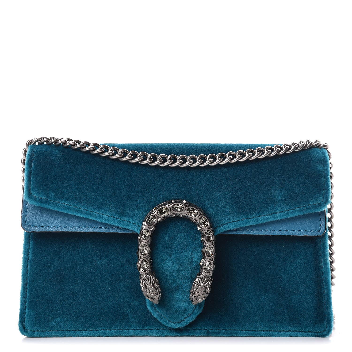 Gucci Velvet Super Mini Dionysus Shoulder Bag Pavone Cyan 1 of 12