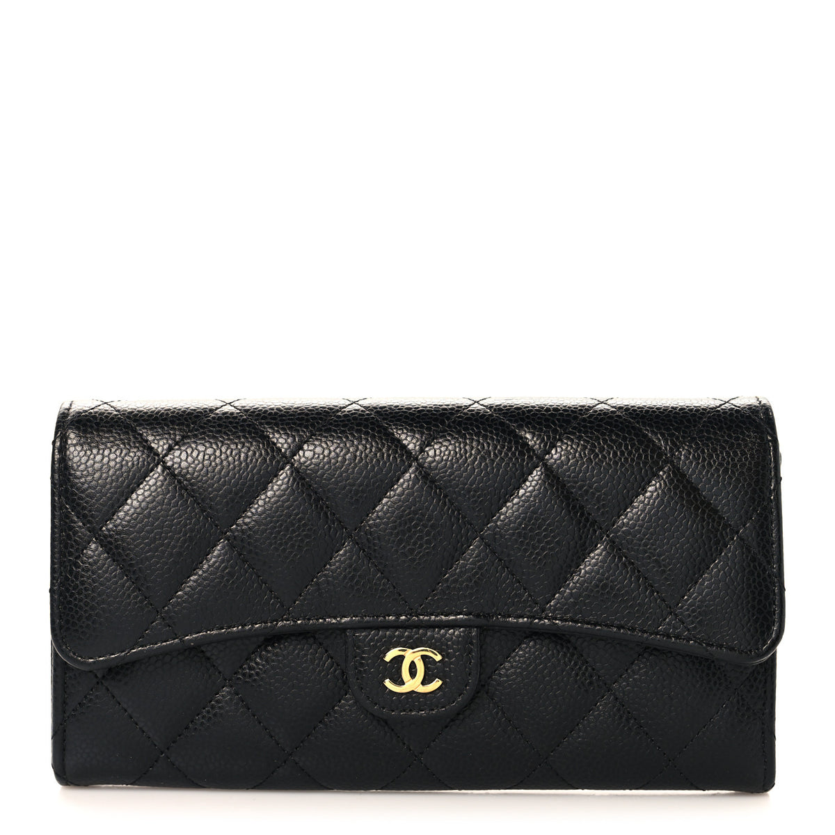 Chanel Caviar Quilted Large Gusset Flap Wallet Black 1 of 9