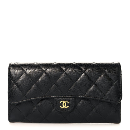 Chanel Caviar Quilted Large Gusset Flap Wallet Black 1 of 9