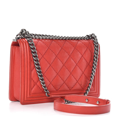 Chanel Calfskin Double Stitch New Medium Boy Flap Red 3 of 24