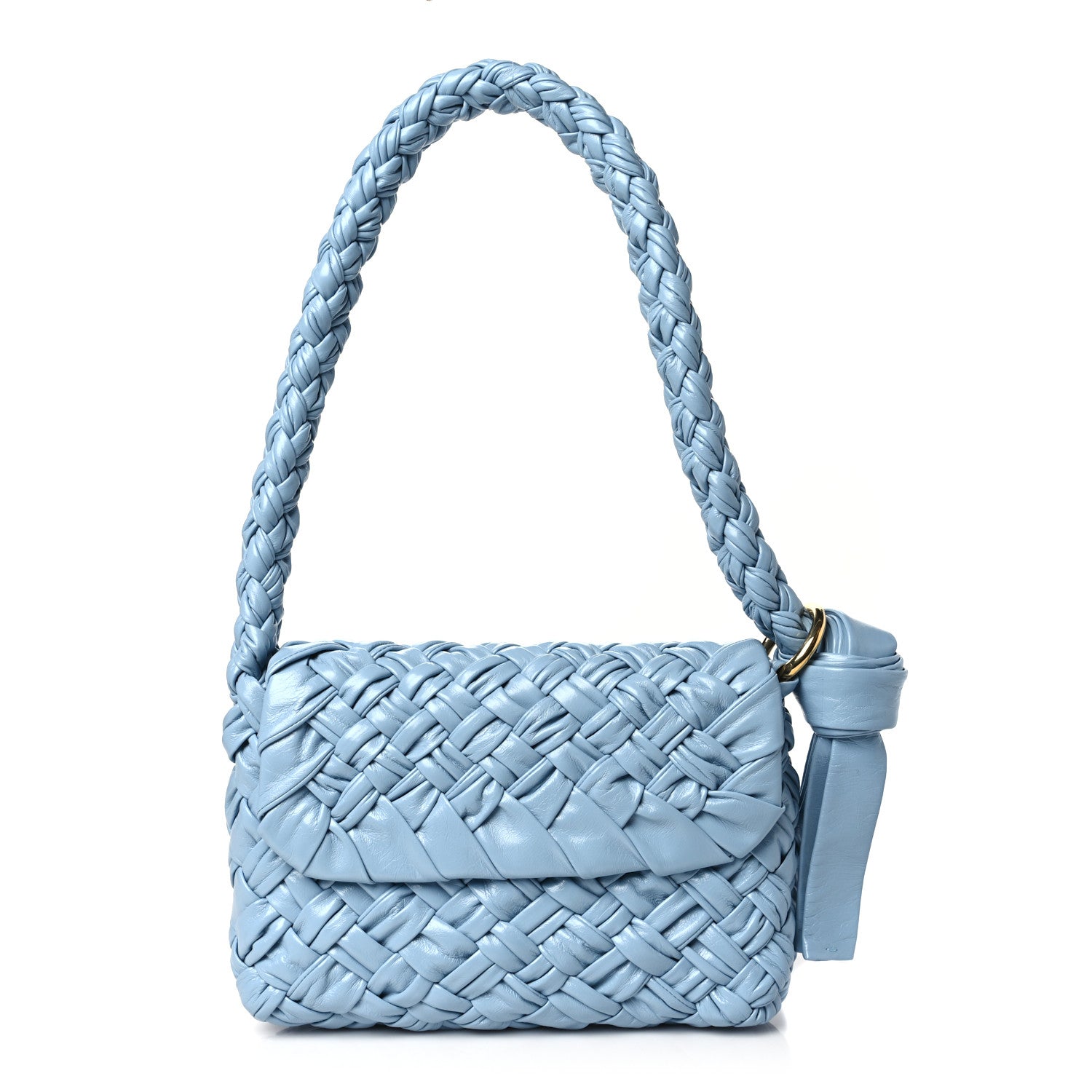 Bottega Veneta Calfskin Foulard Intreccio Kalimero Città Shoulder Bag Ice 1 of 10