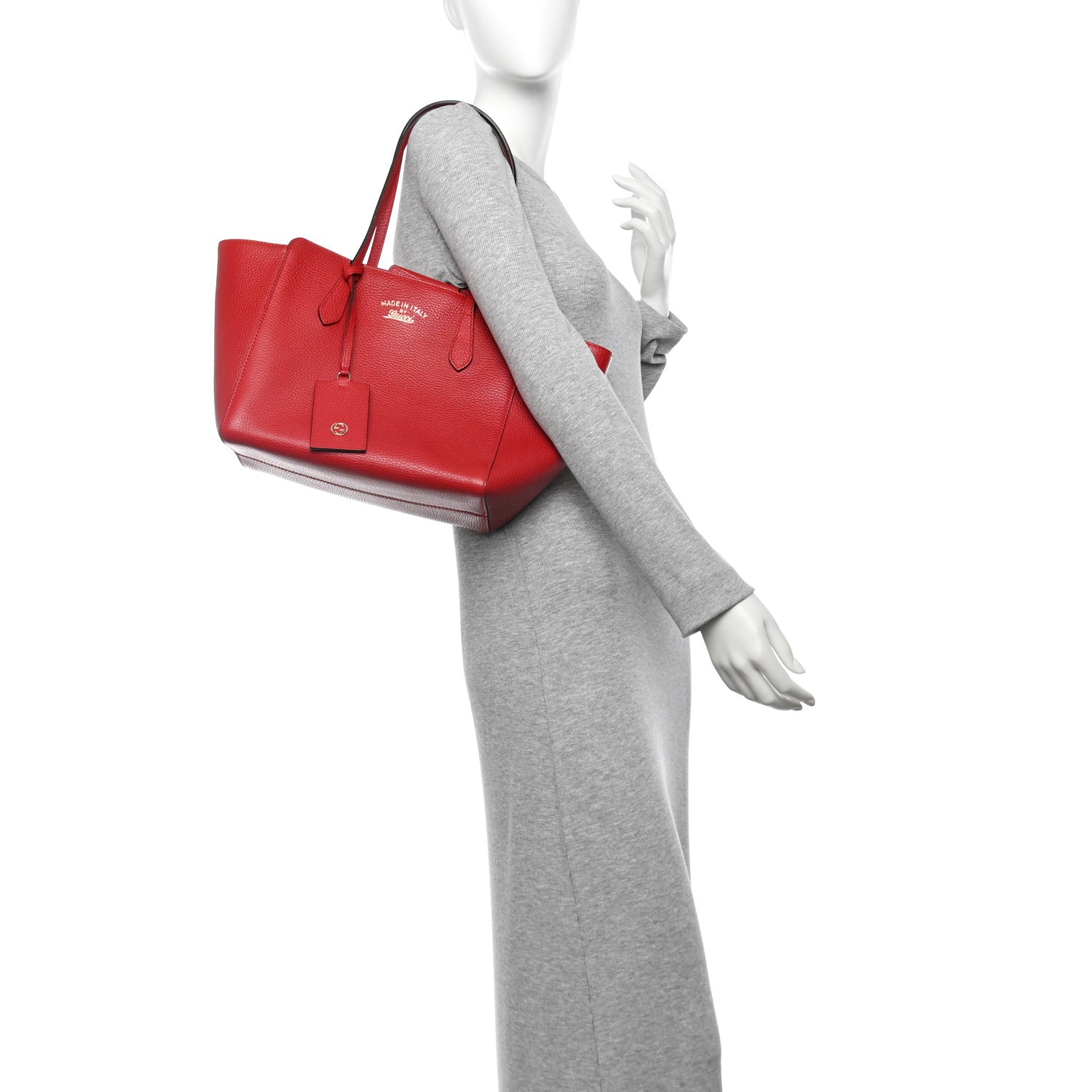 Gucci Dollar Calfskin Small Swing Tote Red 2 of 9