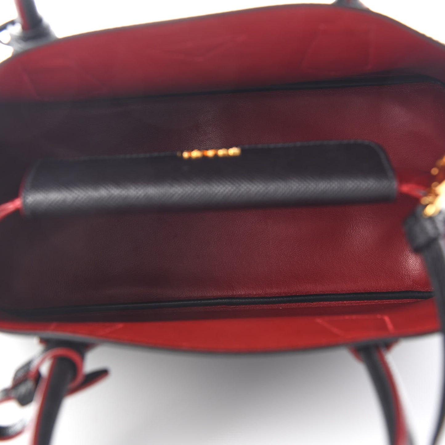 Saffiano Cuir Small Double Bag Black Fuoco