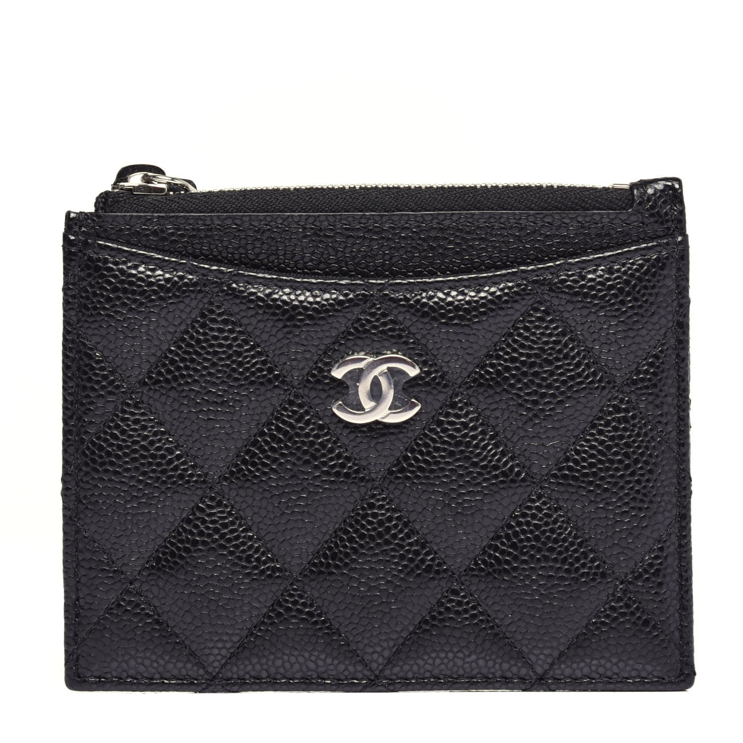 Chanel Caviar Quilted CC Zip Card Holder Black 1 of 8