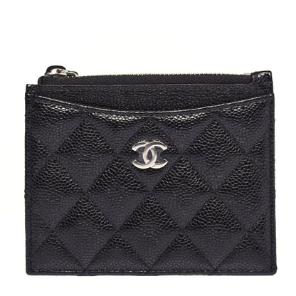 Chanel Caviar Quilted CC Zip Card Holder Black 1 of 8