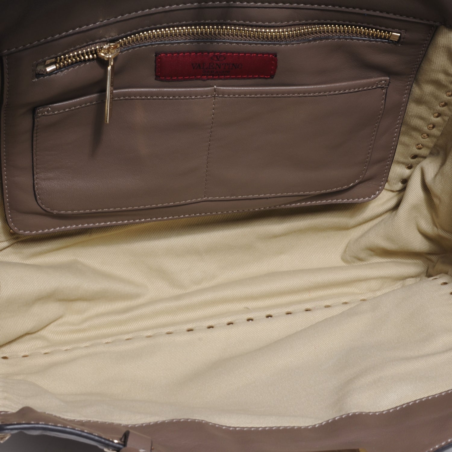 Valentino Garavani Vitello Medium Rockstud Tote Brun 6 of 8