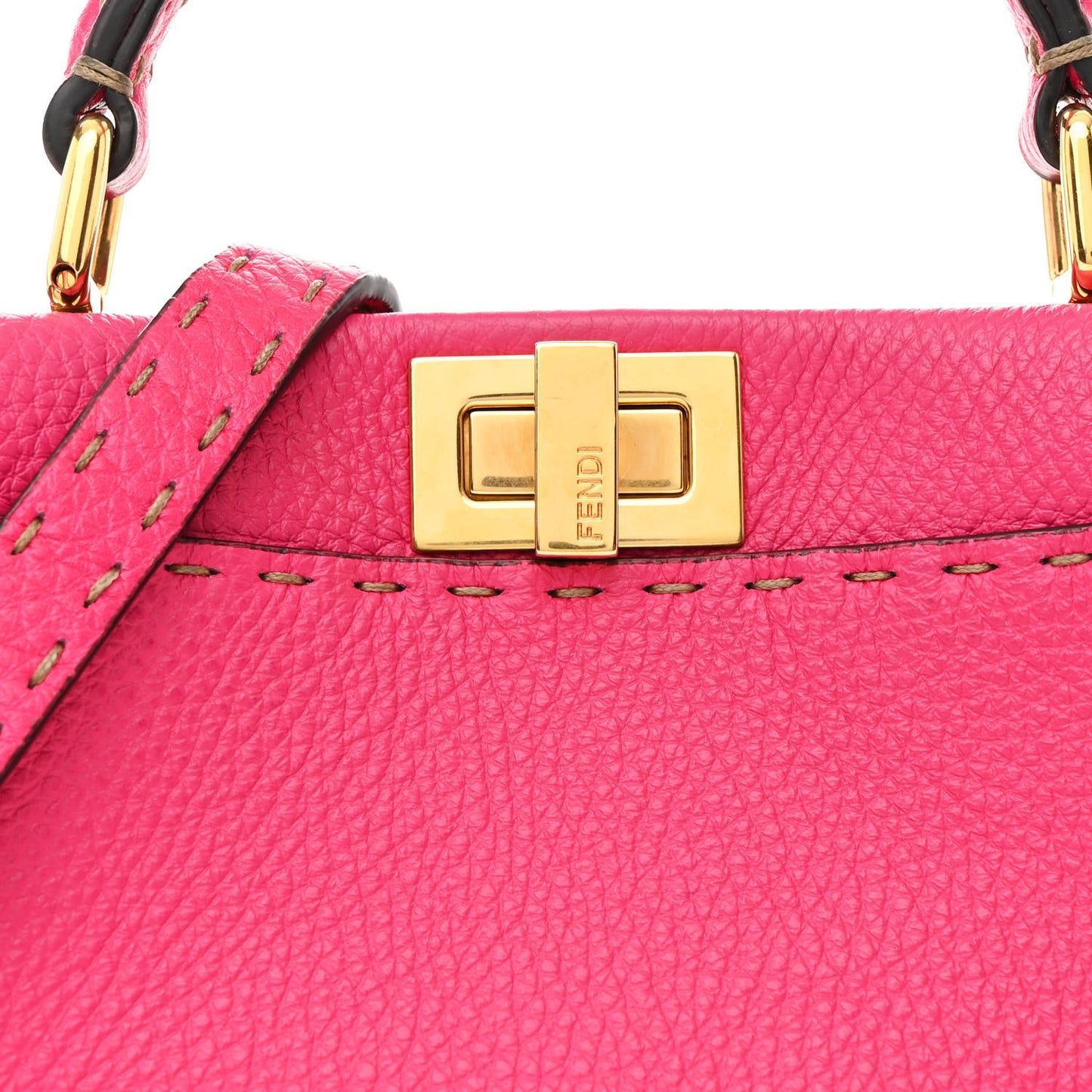 Cuoio Romano Selleria Mini Peekaboo Iconic Satchel Fuxia