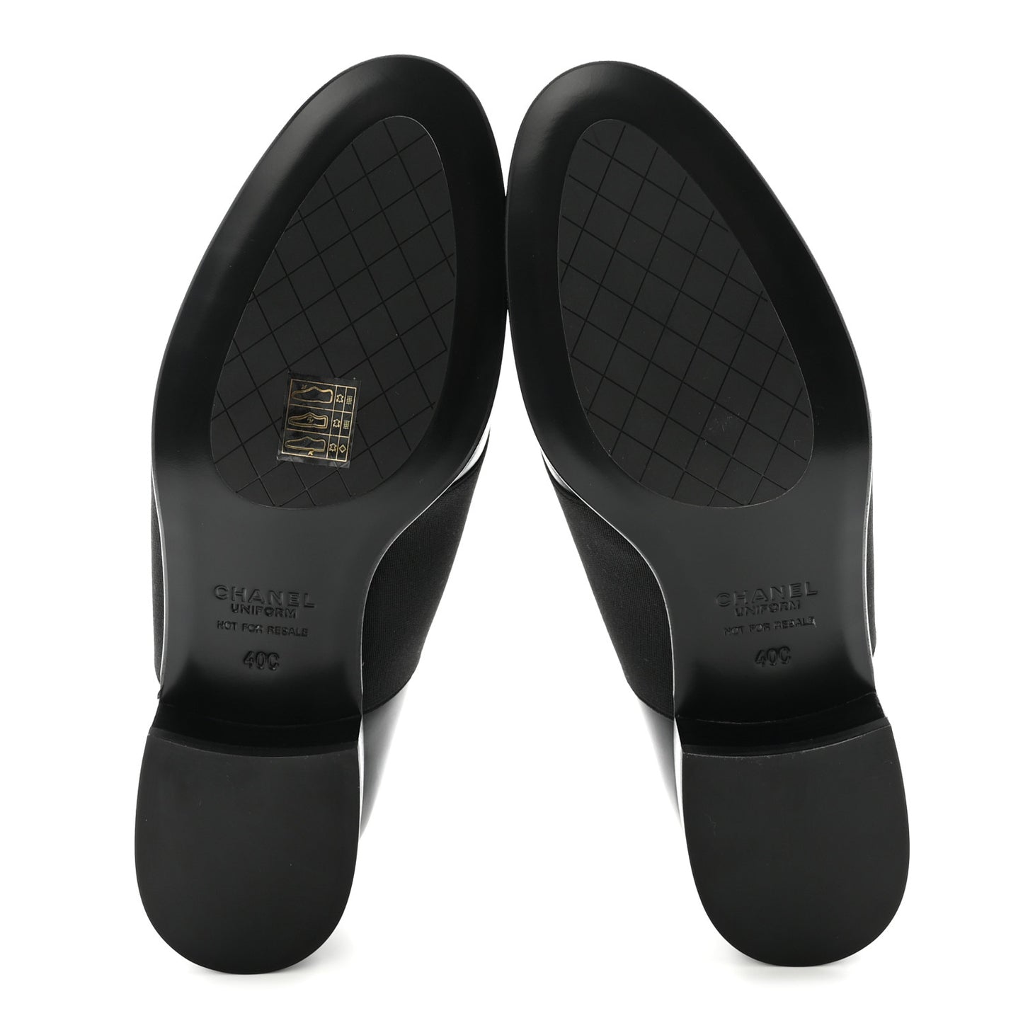 Calfskin Elastic Lace Up Cap Toe CC Loafers 40 Black