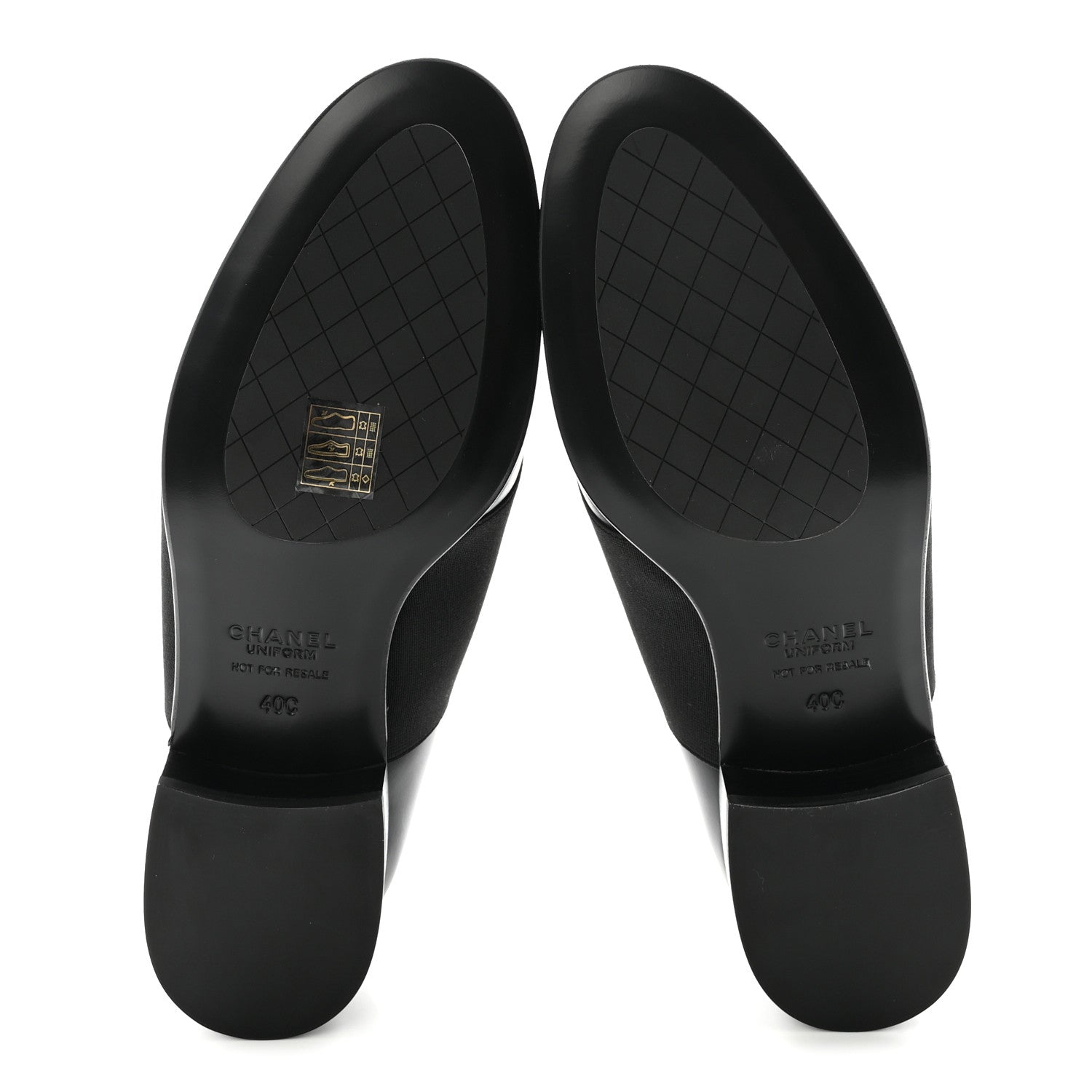Chanel Calfskin Elastic Lace Up Cap Toe CC Loafers 40 Black 6 of 9