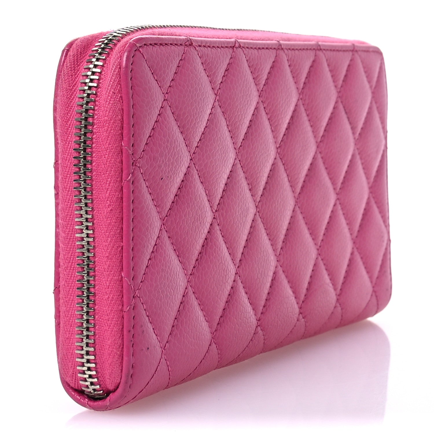 Chanel Caviar Quilted Large Gusset Zip Around Wallet Pink 3 of 9