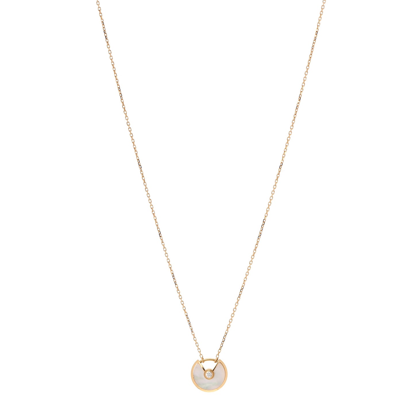 18K Yellow Gold Diamond Mother of Pearl XS Amulette de Cartier Pendant Necklace
