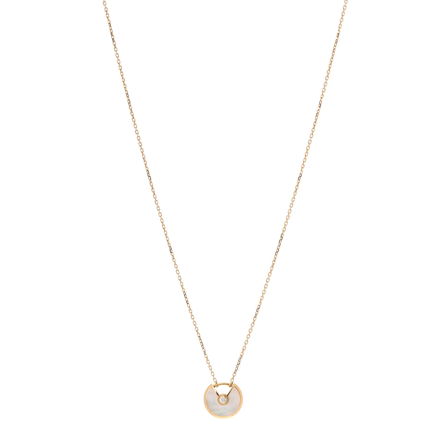 Cartier 18K Yellow Gold Diamond Mother of Pearl XS Amulette de Cartier Pendant Necklace 1 of 5