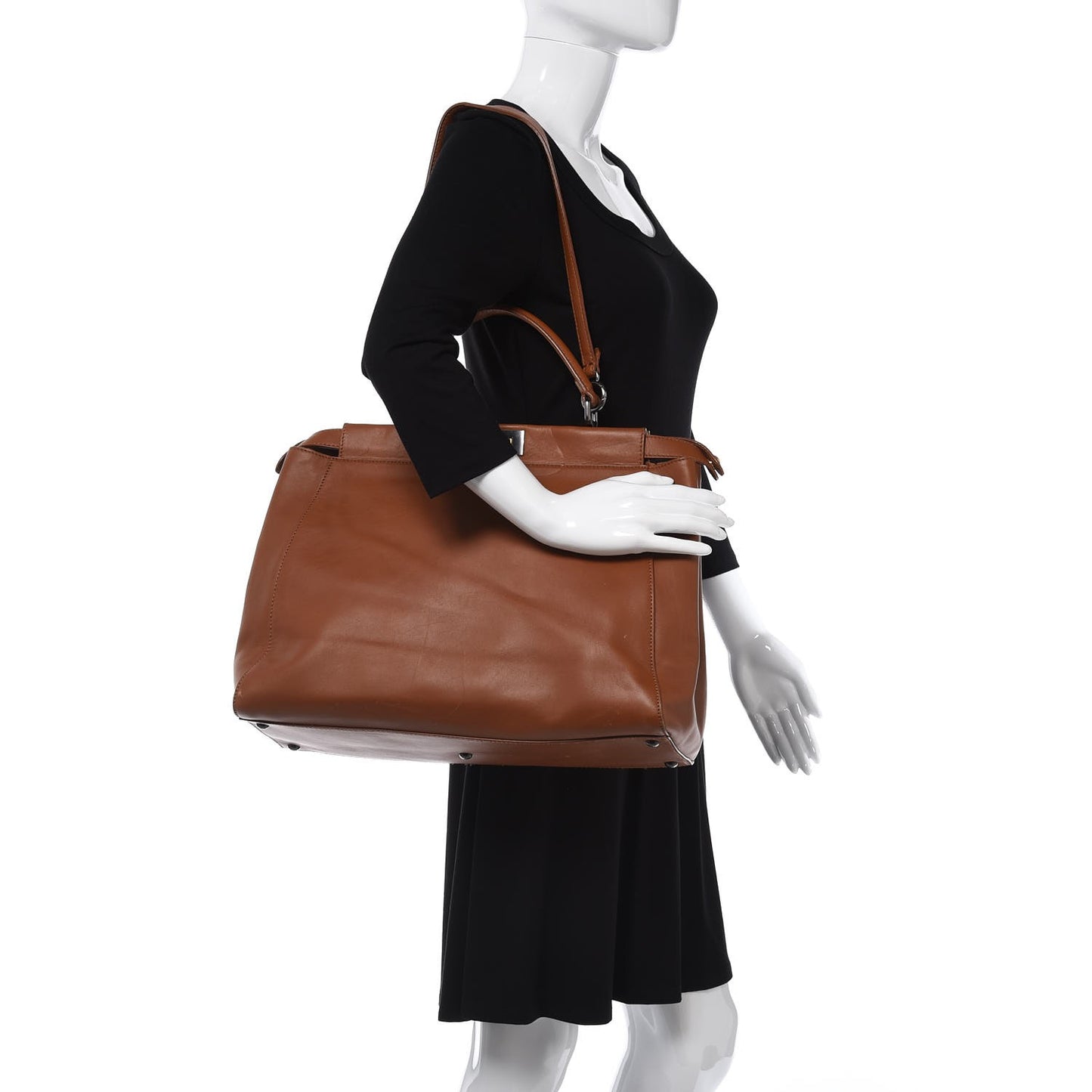 Vitello Suede Large Peekaboo Iconic Satchel Cuoio Rame Moro