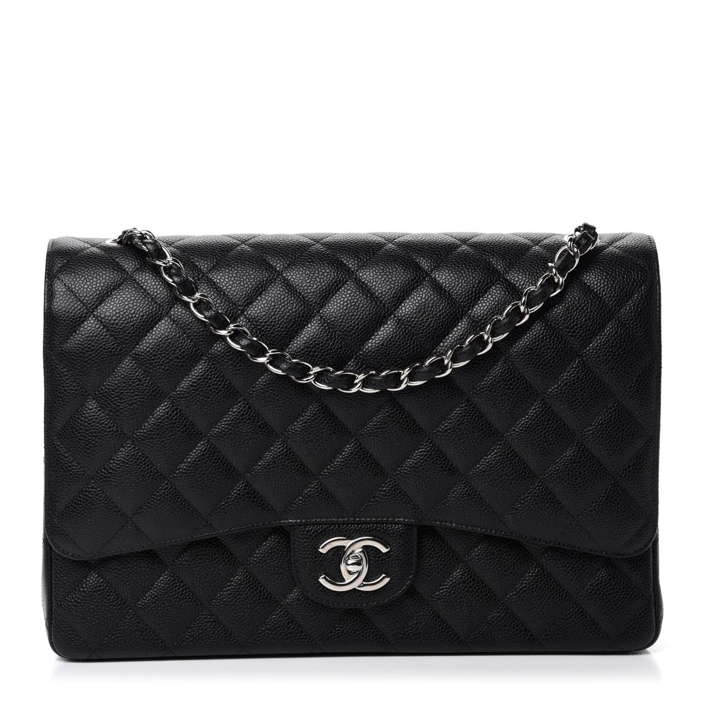 Caviar Quilted Maxi Double Flap Black