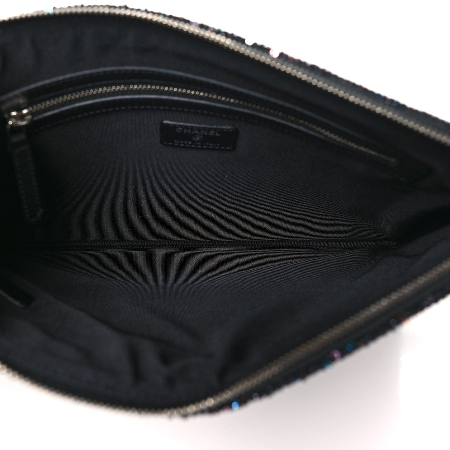 Canvas Sequin Medium Deauville Cosmetic Pouch Black