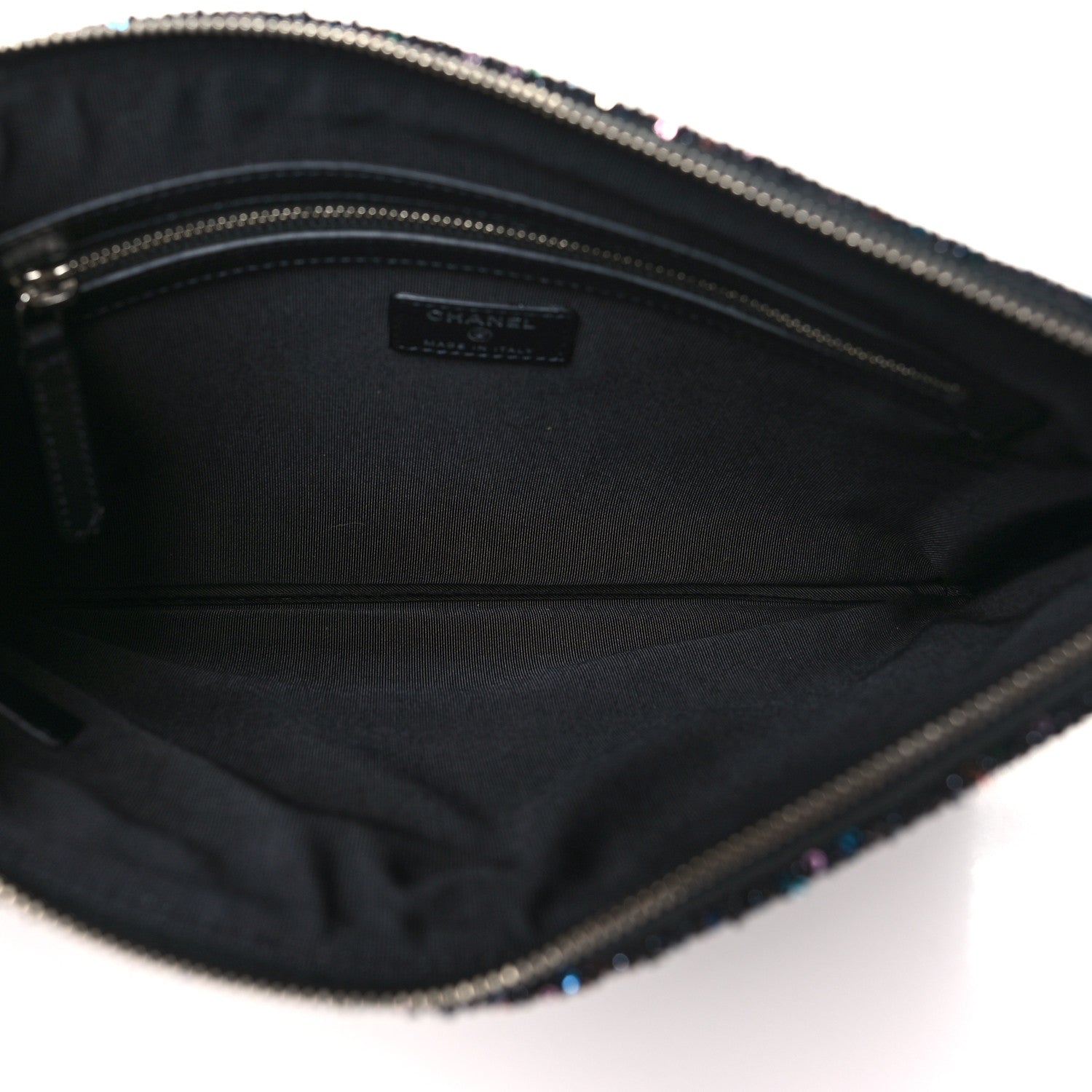 Chanel Canvas Sequin Medium Deauville Cosmetic Pouch Black 5 of 8