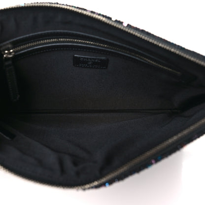 Chanel Canvas Sequin Medium Deauville Cosmetic Pouch Black 5 of 8