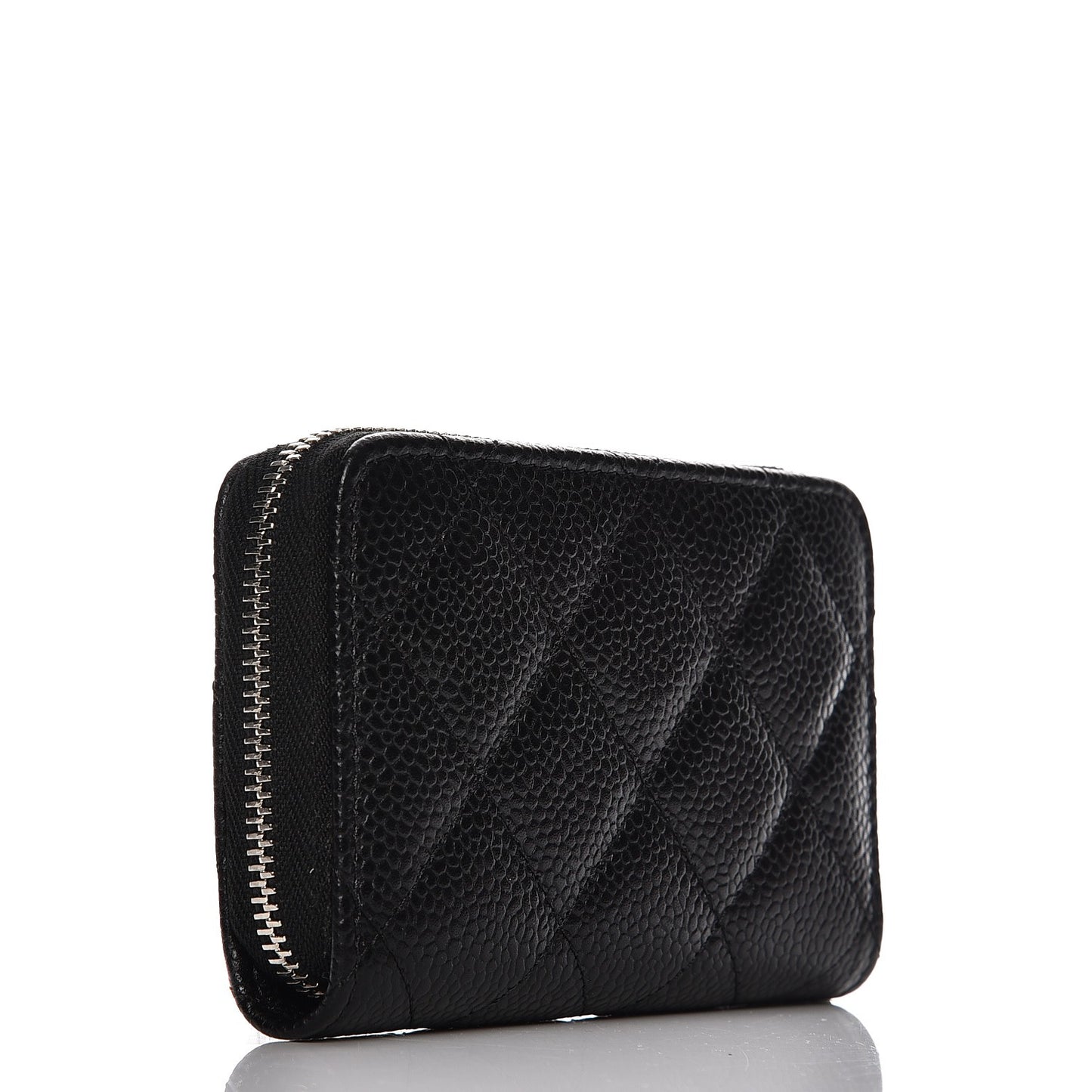 Caviar Quilted Zip Coin Purse Black