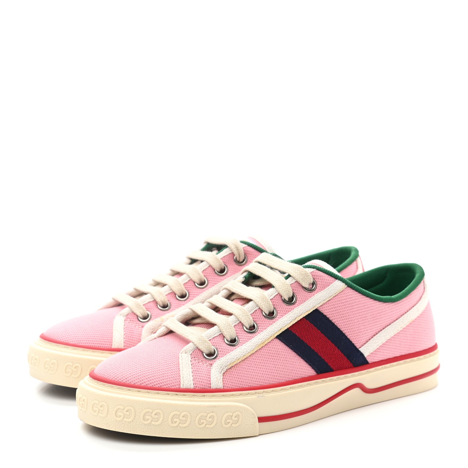Gucci Canvas Web Womens 1977 Tennis Sneakers 37 Wild Rose Mystic White 3 of 7