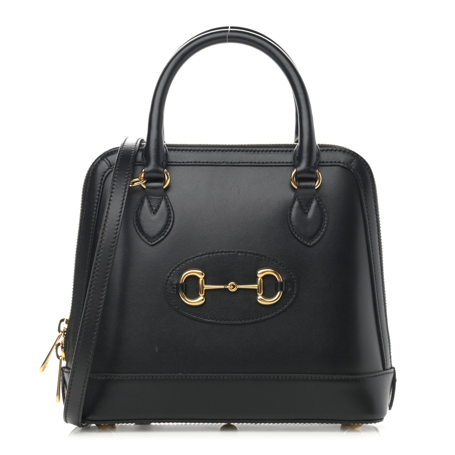 Gucci Boarded Plutone Calfskin Small Horsebit 1955 Top Handle Bag Black 1 of 15