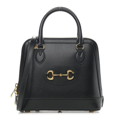 Gucci Boarded Plutone Calfskin Small Horsebit 1955 Top Handle Bag Black 1 of 15