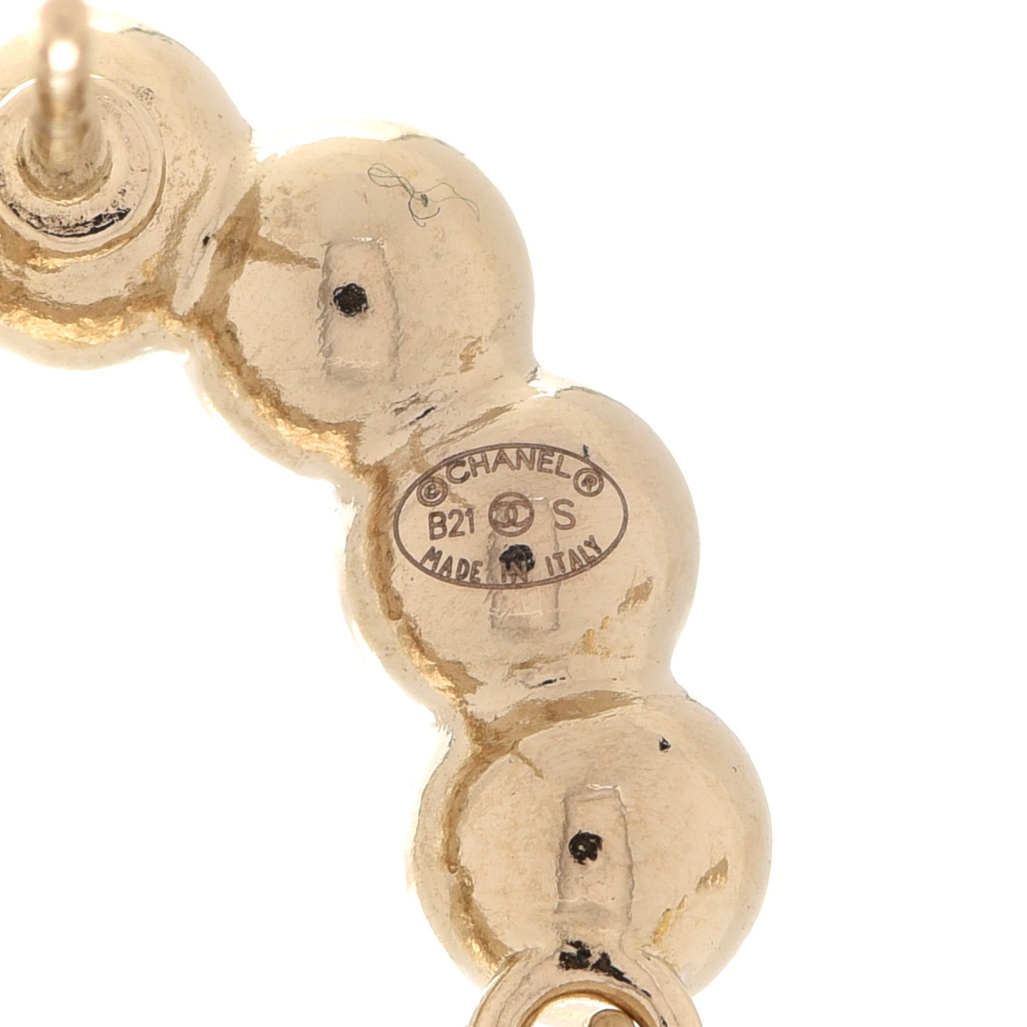 Pearl Quilted CC Flap Bag Earrings Gold