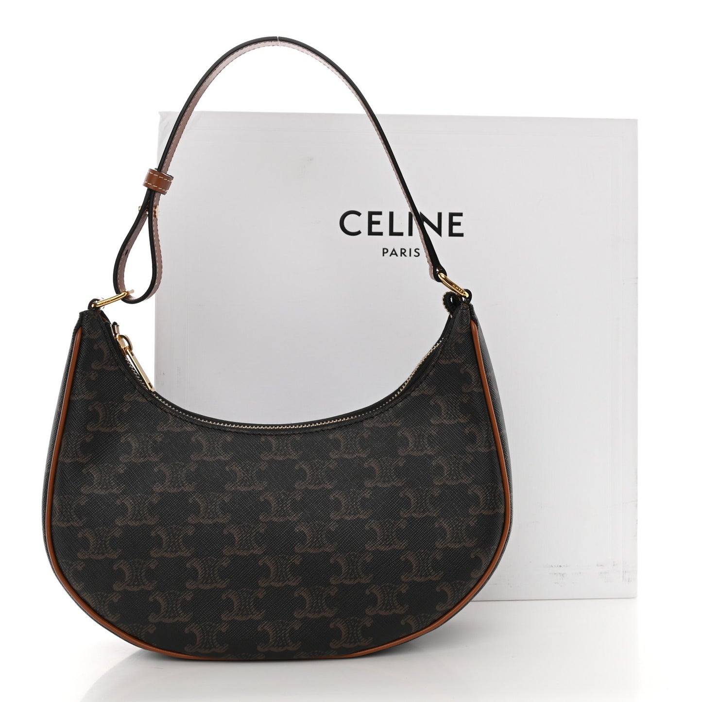 Triomphe Canvas Calfskin Ava Shoulder Bag Tan