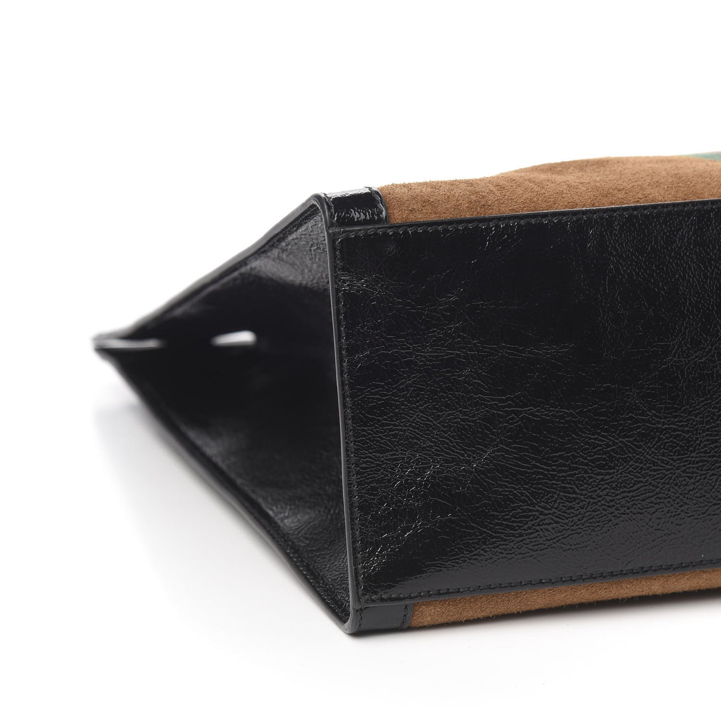 Suede Patent Web Ophidia Vertical Tote Nocciola Black