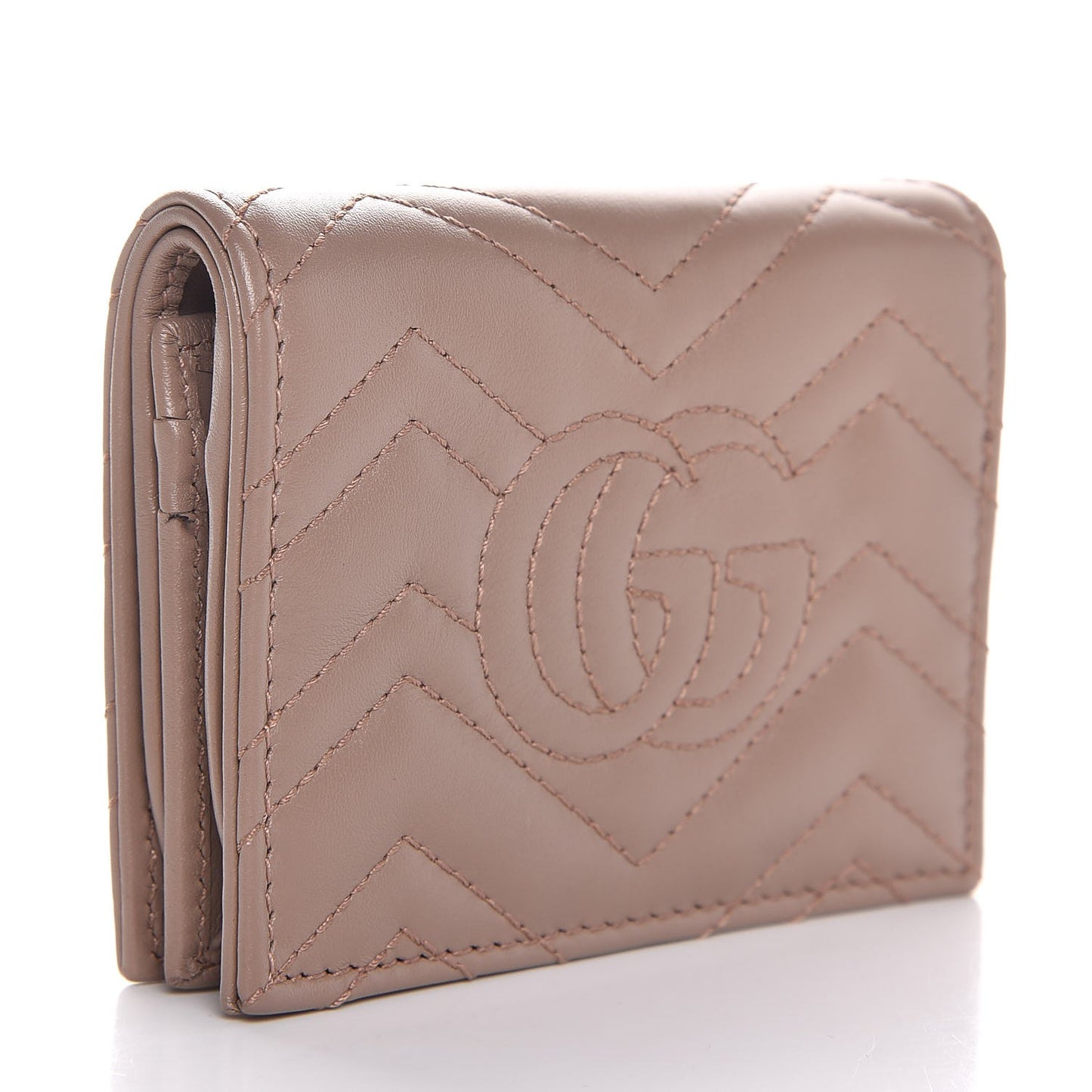 Calfskin Matelasse GG Marmont Card Case Wallet Porcelain Rose