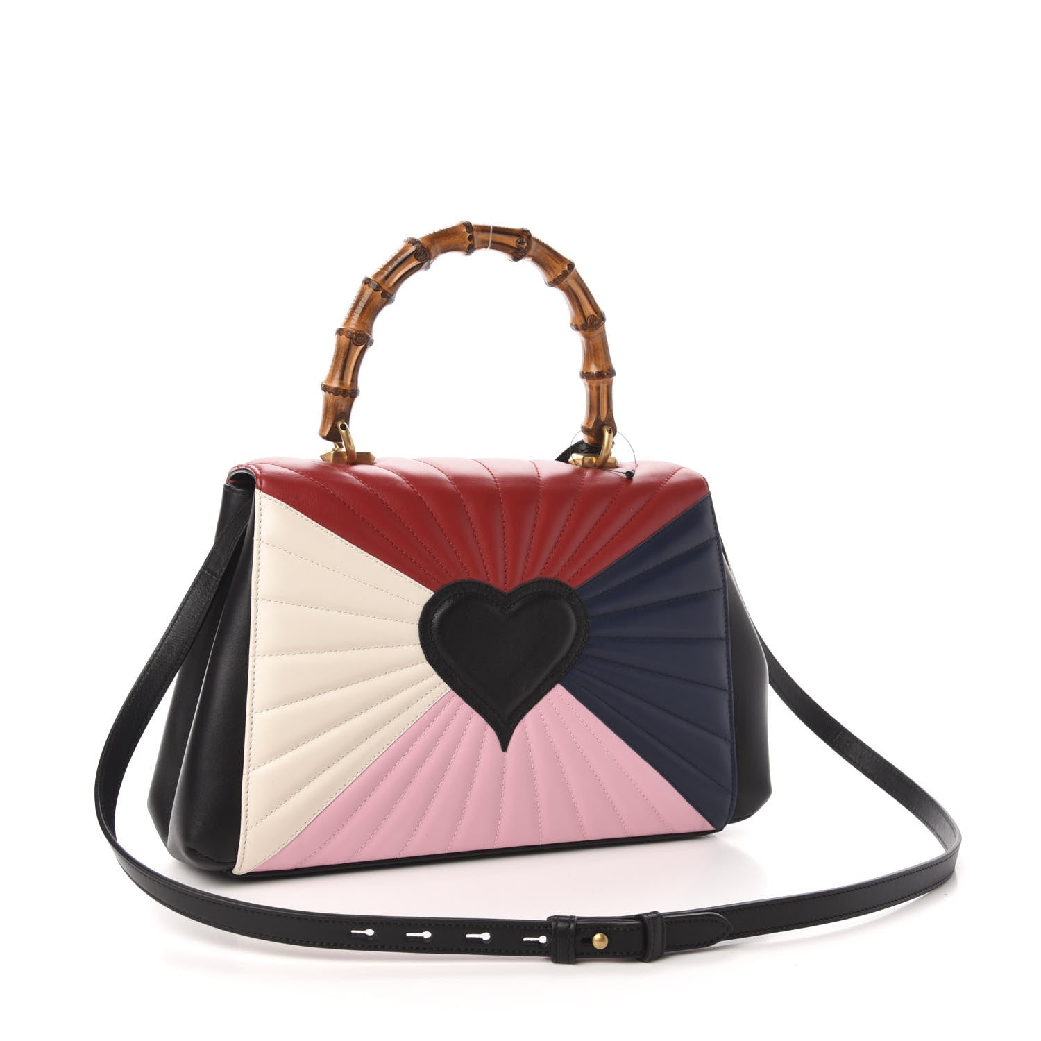Gucci Calfskin Bamboo Trapuntata Queen Margaret Top Handle Bag Blue Agata Hibiscus Red Mystic White Sugar Pink 3 of 13