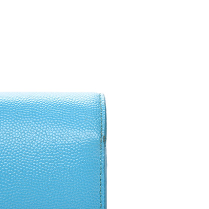 Saint Laurent Grain De Poudre Classic Monogram Clutch Turquoise 9 of 9