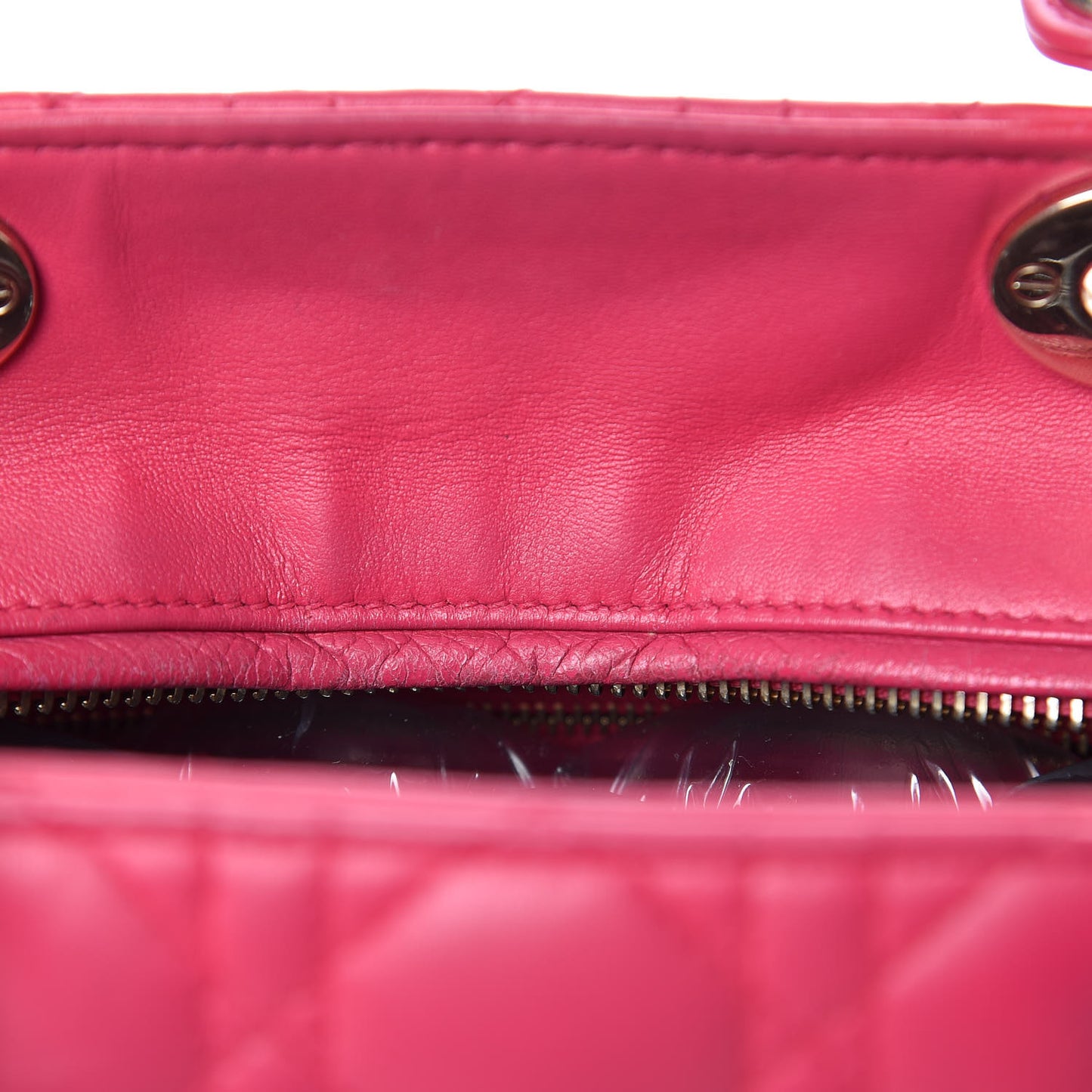 Lambskin Cannage Large Lady Dior Fuchsia