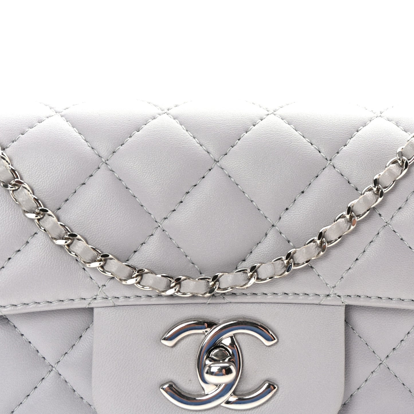Lambskin Quilted By 4 Flap Crossbody Grey