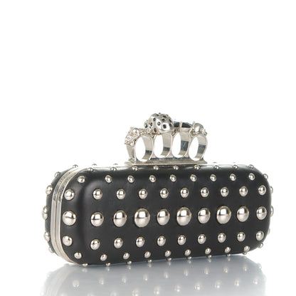Alexander McQueen Nappa Studded Skull Knuckle Box Clutch Black 3 of 7