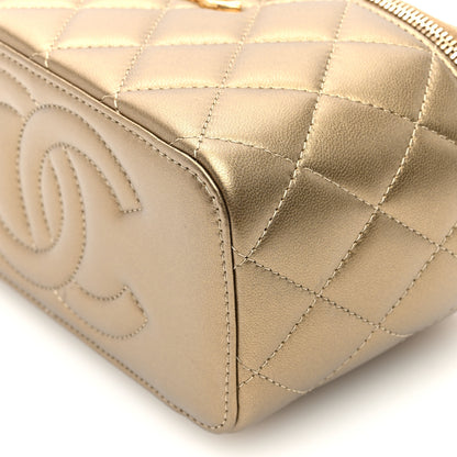 Chanel Metallic Lambskin Quilted Small CC Dynasty Vanity Case With Chain Gold 11 of 11