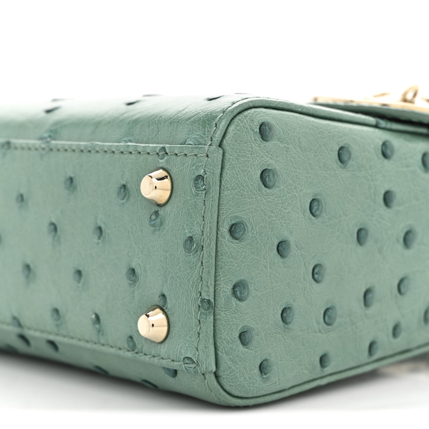 Ostrich Mini Lady Dior Green