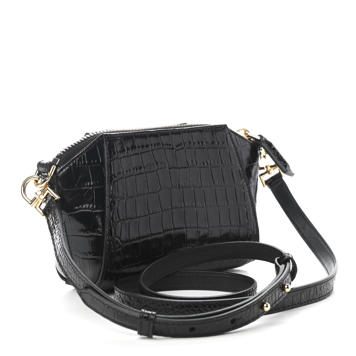 Givenchy Calfskin Crocodile Embossed Nano Antigona Black 3 of 5