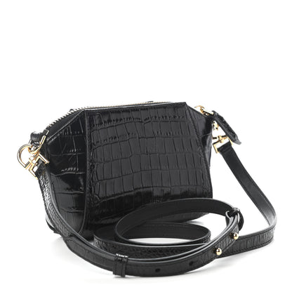 Givenchy Calfskin Crocodile Embossed Nano Antigona Black 3 of 5