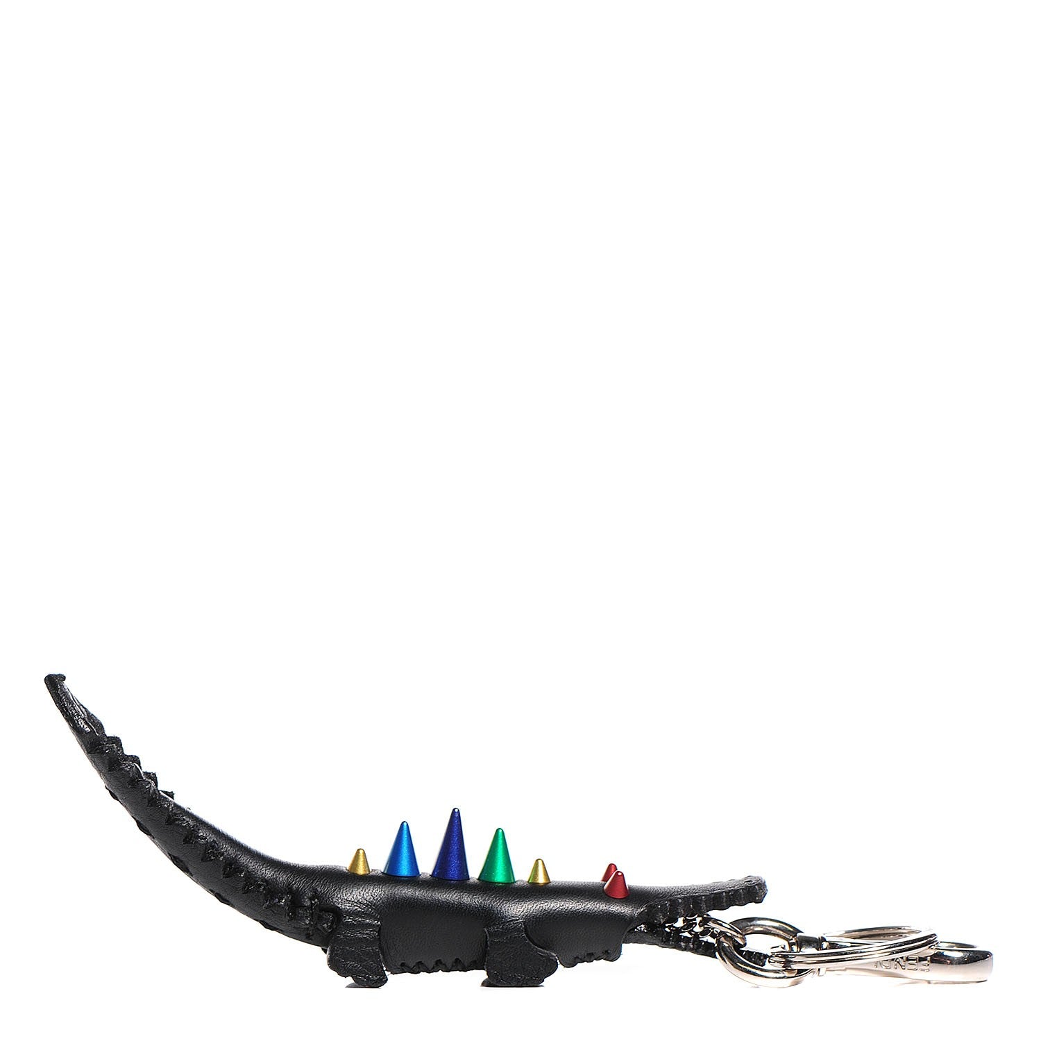 Fendi Calfskin Gator Charm Key Fob Black 1 of 6