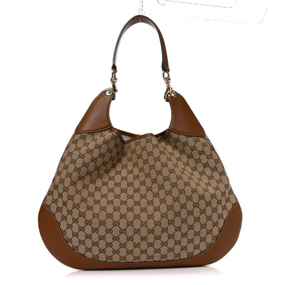 Gucci GG Supreme B Large Shoulder Bag Beige Dark Brown 1 of 10