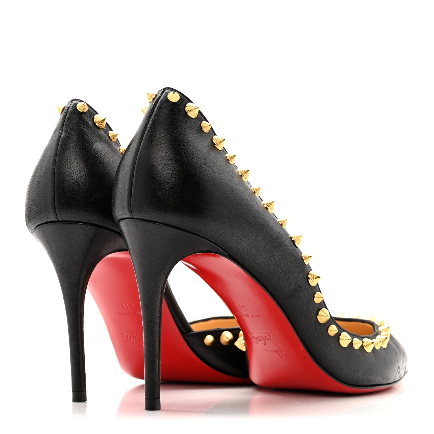 Christian Louboutin Shiny Nappa Irishell 100 Pumps 40 Black Gold