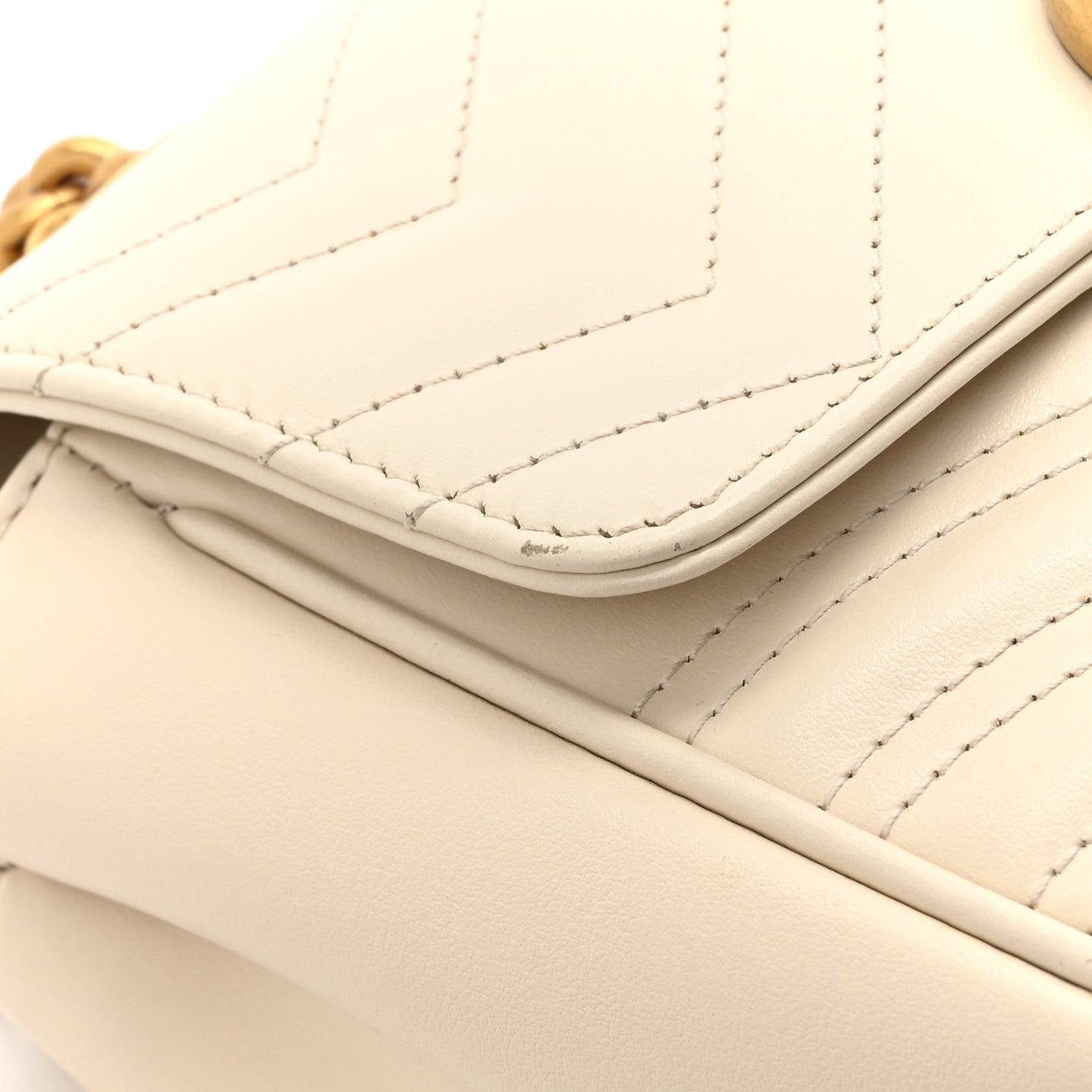 Calfskin Matelasse Mini GG Marmont Square Shoulder Bag White