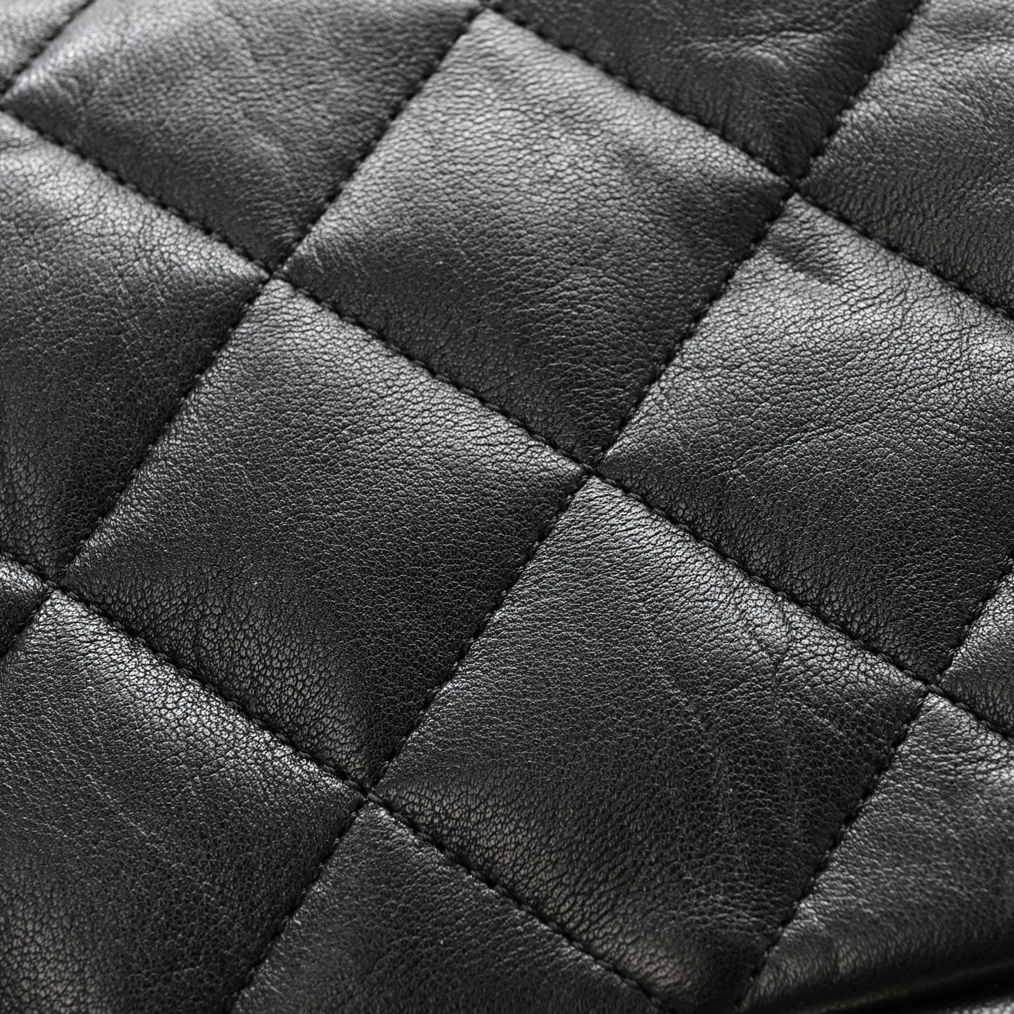 Washed Lambskin Quilted Maxi Chain Around Flap Black