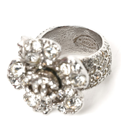 Chanel Crystal Camellia CC Ring Silver 4 of 4