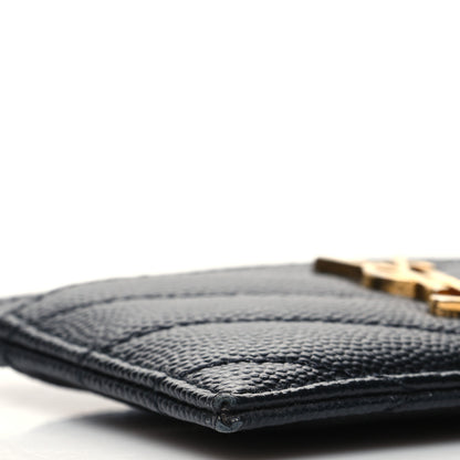 Saint Laurent Grain De Poudre Matelasse Chevron Monogram Credit Card Case Black 9 of 10