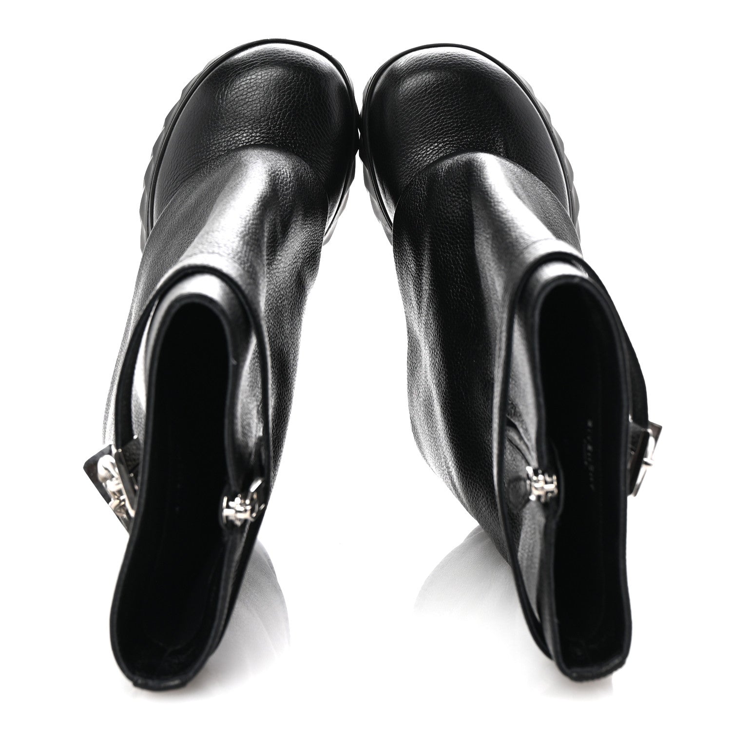 Givenchy Grained Calfskin Shark Lock Biker Ankle Boots 38 Black 2 of 9