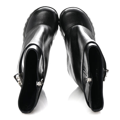 Givenchy Grained Calfskin Shark Lock Biker Ankle Boots 38 Black 2 of 9