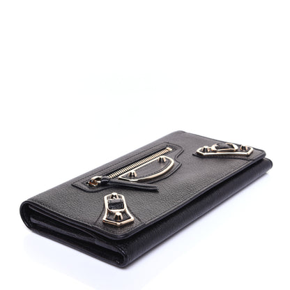 Balenciaga Chevre Gold Metallic Edge Hardware Money Wallet Black 4 of 10